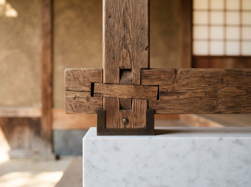 Close-up of a timber joint detail
