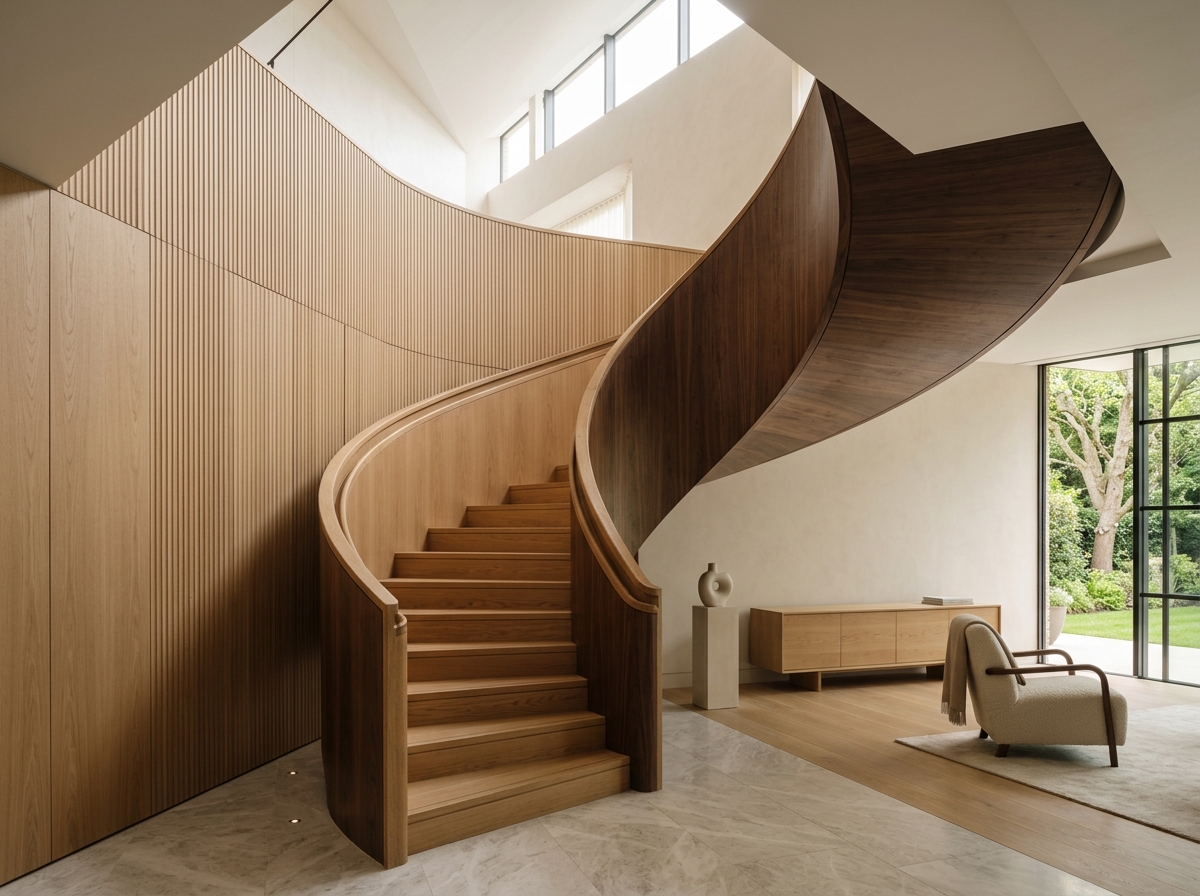 Warm residential interior with timber detailing