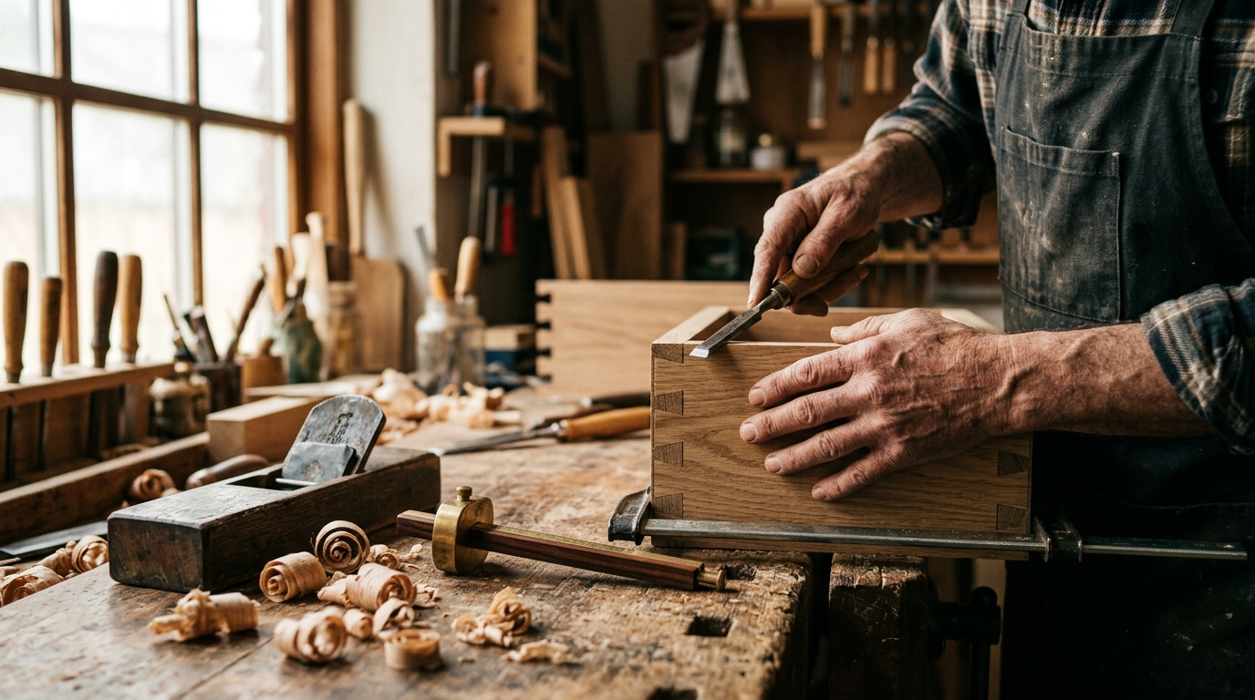 Joinery tuition at the workbench